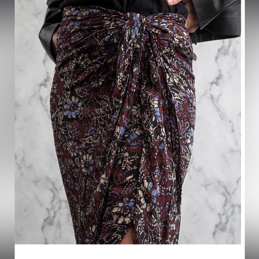 BA&SH Jupe Galia Midi Floral Print Wrap Skirt Batic size 3(L)